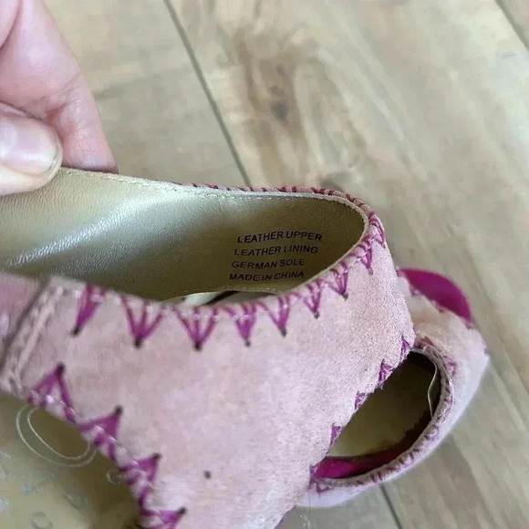 Paco Gil Pink Suede Leather Heels Sz 8.5 - Picture 7 of 9
